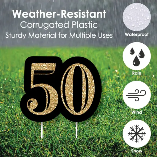 Big Dot of Happiness Adult 50th Birthday - Gold - Yard Sign and Outdoor Lawn Decorations - Happy Birthday Party Yard Signs - Set of 8 {4}