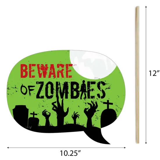 Big Dot of Happiness Zombie Zone - Halloween or Birthday Zombie Crawl Party Photo Booth Props Kit - 20 Count {7}