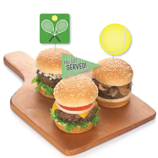 Big Dot of Happiness You Got Served - Tennis - Dessert Cupcake Toppers - Baby Shower or Tennis Ball Birthday Party Clear Treat Picks - Set of 24 {4}