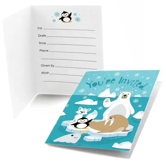 Big Dot of Happiness Arctic Polar Animals - Fill-in Winter Baby Shower or Birthday Party Invitations (8 Count) {1}