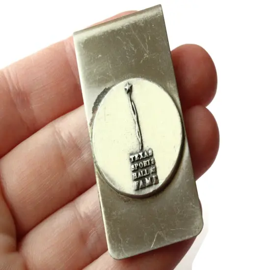 Vintage Silver Money Clip with Texas Sports Hall of Fame Logo {3}