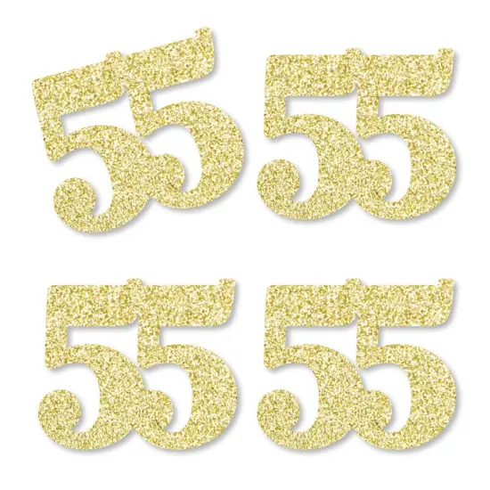 Big Dot of Happiness Gold Glitter 55 - No-Mess Real Gold Glitter Cut-Out Numbers - 55th Birthday Party Confetti - Set of 24 {1}