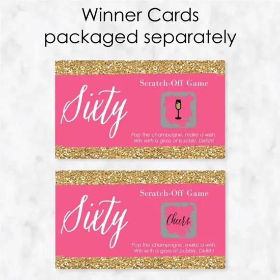 Big Dot of Happiness Chic 60th Birthday - Pink and Gold - Birthday Party Game Scratch Off Cards - 22 Count {4}