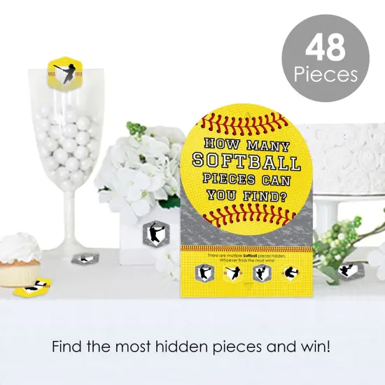 Big Dot of Happiness Grand Slam - Fastpitch Softball - Birthday Party or Baby Shower Scavenger Hunt - 1 Stand and 48 Game Pieces - Hide and Find Game {3}