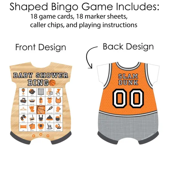 Big Dot of Happiness Nothin' but Net - Basketball - Picture Bingo Cards and Markers - Baby Shower Shaped Bingo Game - Set of 18 {4}