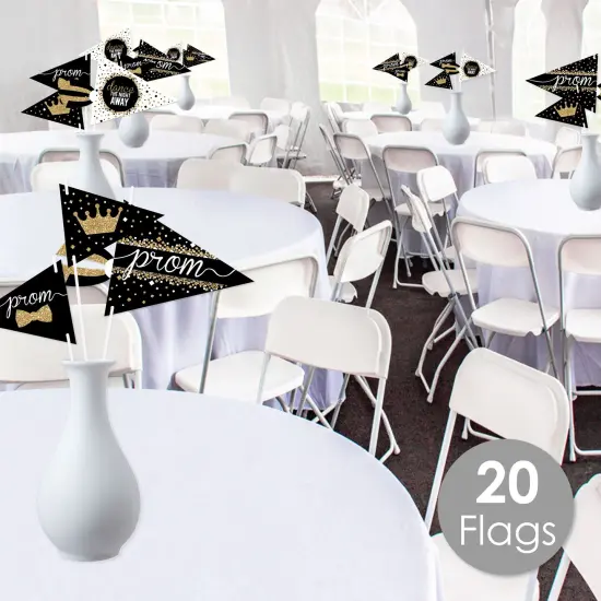Big Dot of Happiness Prom - Triangle Prom Night Party Photo Props - Pennant Flag Centerpieces - Set of 20 {3}