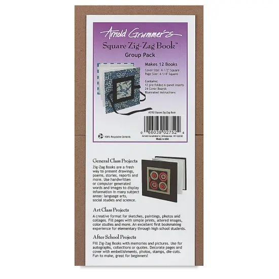 Arnold Grummer's Zig-Zag Book Classroom Pack - Square Books, 4.5" x 4.5", Pkg of 12 {1}