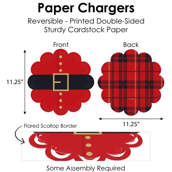 Big Dot of Happiness Jolly Santa Claus - Christmas Party Paper Charger and Table Decorations - Chargerific Kit - Place Setting for 8 {6}
