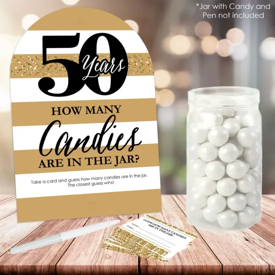 Big Dot of Happiness We Still Do - 50th Wedding Anniversary - How Many Candies Anniversary Party Game - 1 Stand and 40 Cards - Candy Guessing Game {3}