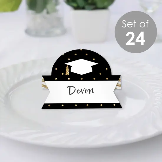 Big Dot of Happiness Tassel Worth The Hassle - Gold - Graduation Party Tent Buffet Card - Table Setting Name Place Cards - Set of 24 {3}