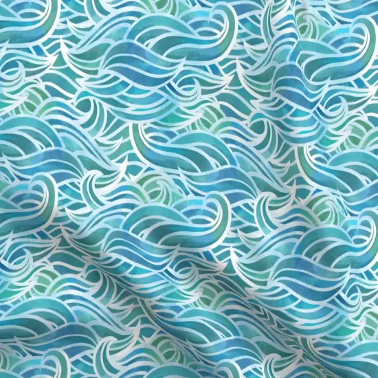 Various Fabrics by the Yard or Fat Quarter Abstract Watercolor Waves Whimsical Wave Ocean Sea Blue Summer Beach Mermaid Custom Printed Fabric by Spoonflower {5}