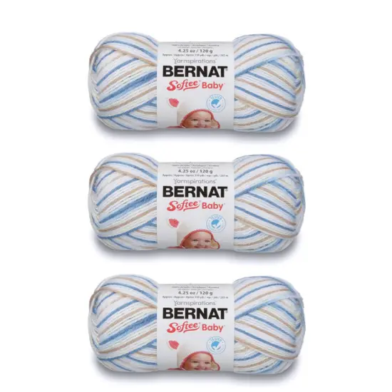 Bernat Softee Baby Little Boy Blue Yarn - 3 Pack of 120g/4.25oz - Acrylic - 3 DK (Light) - 310 Yards - Knitting/Crochet {1}