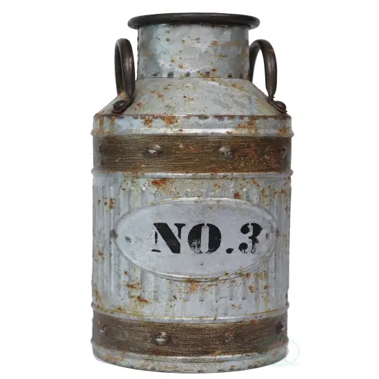 Galvanized Metal Rustic Milk Can {6}