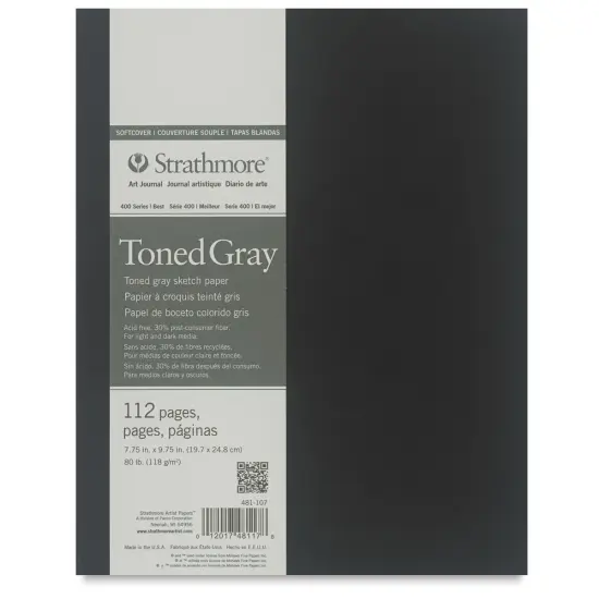 Strathmore Softcover 400 Series Toned Sketch Artist Journal - 9-3/4" x 7-3/4", Gray {1}