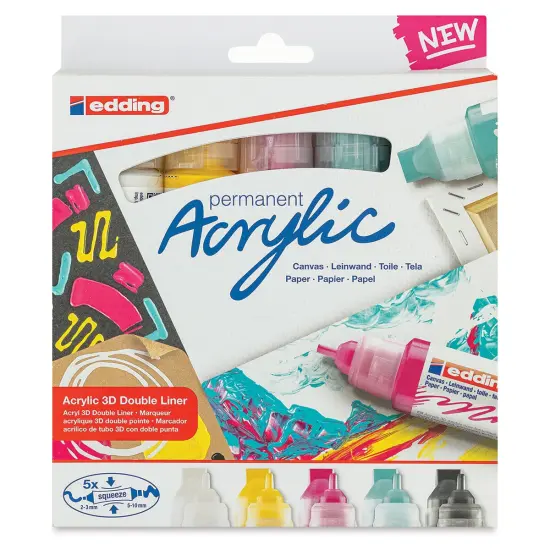 Edding 5400 Acrylic Double Ended Paint Markers - Basic Set, Set of 5 {1}