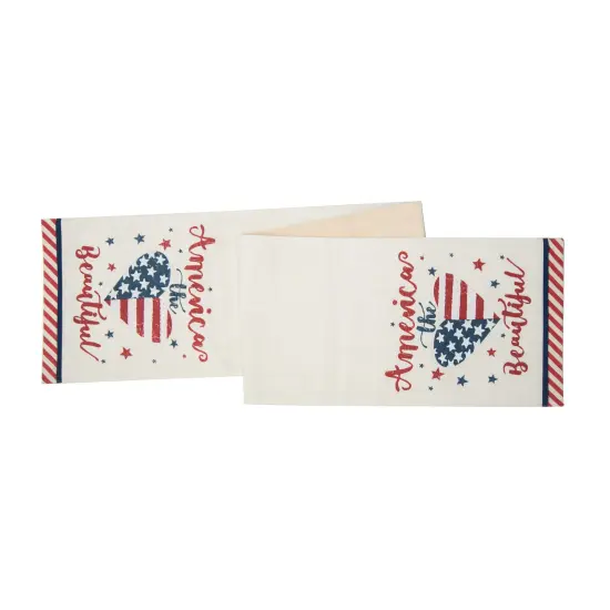 America The Beautiful 4th of July Patriotic Table Runner 13" x 72" {1}