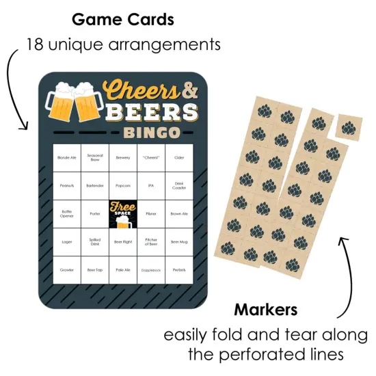 Big Dot of Happiness Cheers and Beers Happy Birthday - Beer Tasting Bingo Cards and Markers - Birthday Party Bingo Game - Set of 18 {3}
