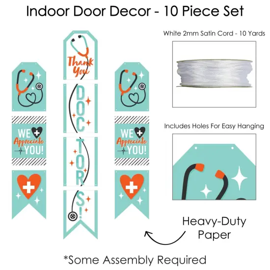 Big Dot of Happiness Thank You Doctors - Hanging Vertical Paper Door Banners - Doctor Appreciation Week Wall Decoration Kit - Indoor Door Decor {6}