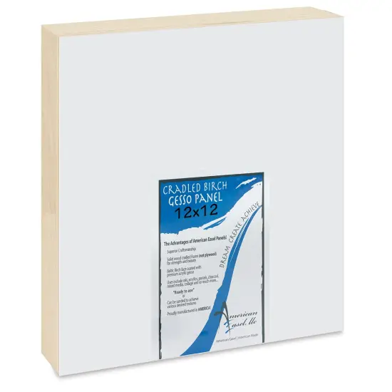 American Easel Gessoed Wood Painting Panel - 12" x 12", 1-5/8" Deep Cradle {1}