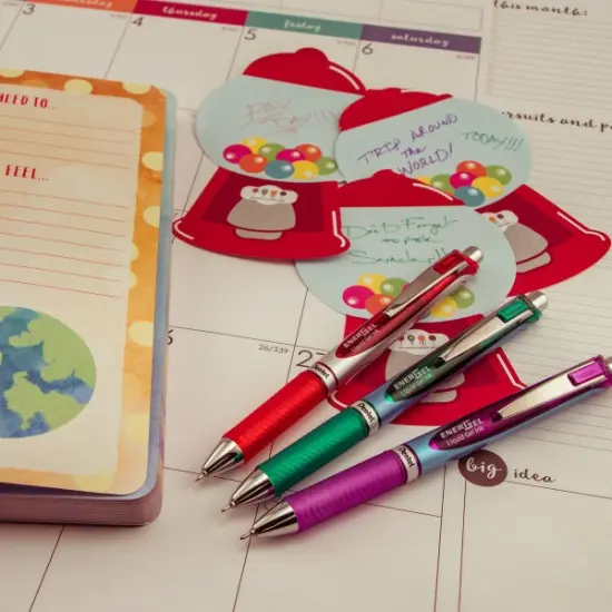 EnerGel RTX Retractable Liquid Gel Pen, (0.7mm) Needle Tip, Medium Line, Red Ink {3}