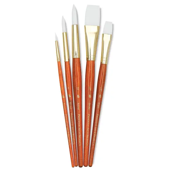 Princeton Real Value Brush Set - 9152, White Taklon, Short Handle, Set of 5 {1}