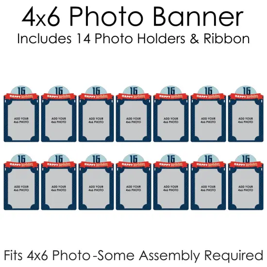 Big Dot of Happiness Boy 16th Birthday - DIY Sweet Sixteen Birthday Party Decor - Picture Display - Photo Banner {6}