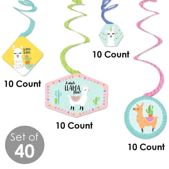 Big Dot of Happiness Whole Llama Fun - Llama Fiesta Baby Shower or Birthday Party Hanging Decor - Party Decoration Swirls - Set of 40 {6}