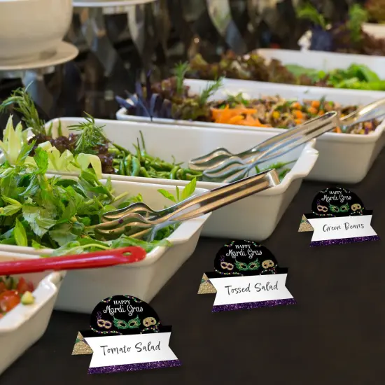 Big Dot of Happiness Mardi Gras - Masquerade Party Tent Buffet Card - Table Setting Name Place Cards - Set of 24 {4}