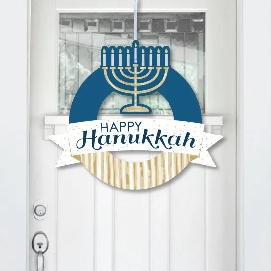 Big Dot of Happiness Happy Hanukkah - Outdoor Chanukah Holiday Party Decor - Front Door Wreath {1}