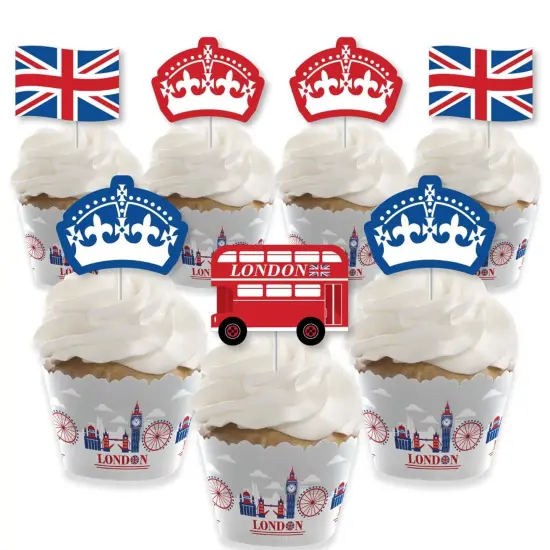 Big Dot of Happiness Cheerio, London - Cupcake Decoration - British UK Party Cupcake Wrappers and Treat Picks Kit - Set of 24 {1}