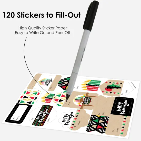 Big Dot of Happiness Happy Kwanzaa - Assorted Heritage Holiday Party Gift Tag Labels - To and From Stickers - 12 Sheets - 120 Stickers {4}