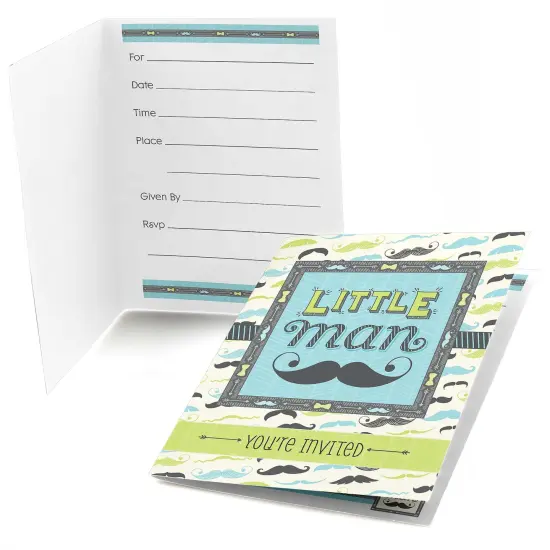 Big Dot of Happiness Dashing Little Man Mustache - Fill-In Baby Shower or Birthday Party Invitations (8 count) {1}