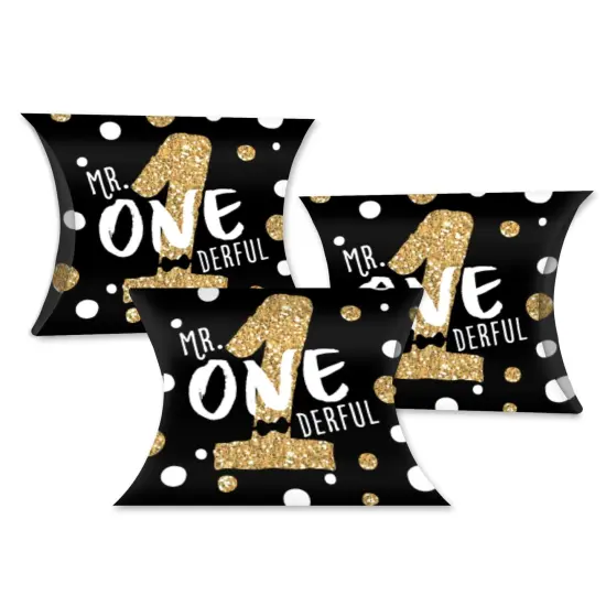 Big Dot of Happiness 1st Birthday Little Mr. Onederful - Favor Gift Boxes - Boy First Birthday Party Petite Pillow Boxes - Set of 20 {1}