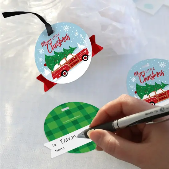 Big Dot of Happiness Merry Little Christmas Tree - Red Car Christmas Party Clear Goodie Favor Bags - Treat Bags With Tags - Set of 12 {4}