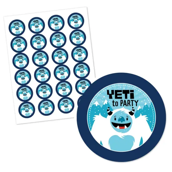 Big Dot of Happiness Yeti to Party - Abominable Snowman Party or Birthday Party Circle Sticker Labels - 24 Count {3}
