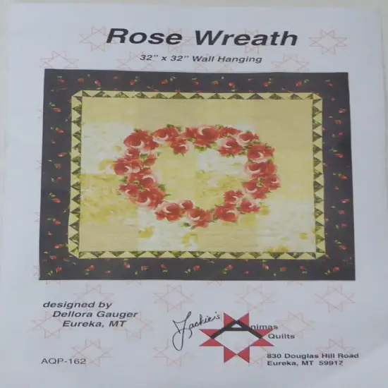 Wall Hanging Kit Rose Wreath 32x32 Pattern Fabric Top Binding Animas Quilts {2}