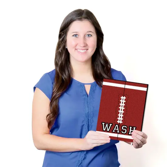 Big Dot of Happiness End Zone - Football - Kids Bathroom Rules Wall Art - 7.5 x 10 inches - Set of 3 Signs - Wash, Brush, Flush {7}