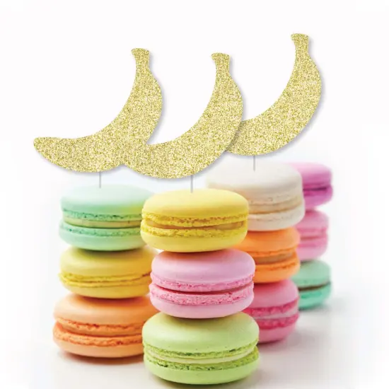 Big Dot of Happiness Gold Glitter Banana - No-Mess Real Gold Glitter Cut-Outs - Tropical Party Confetti - Set of 24 {6}