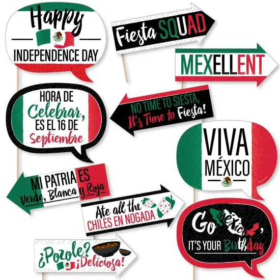 Big Dot of Happiness Funny Viva Mexico - Mexican Independence Day Party Photo Booth Props Kit - 10 Piece {1}