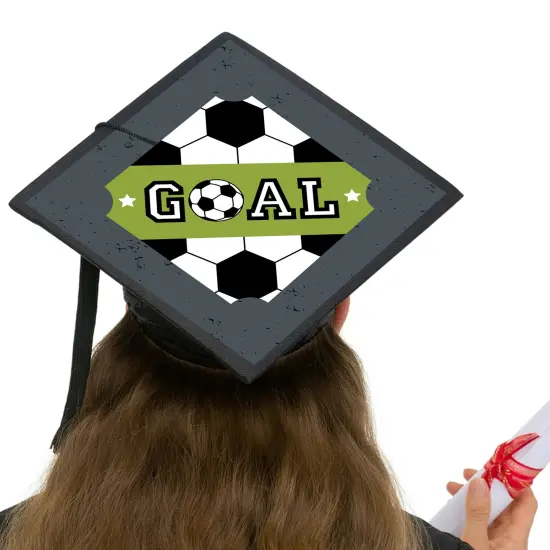 Big Dot of Happiness Grad Soccer - Graduation Cap Decorations Kit - Grad Cap Cover {6}