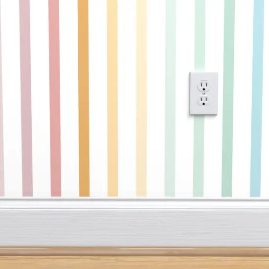 Peel & Stick Wallpaper 2FT Wide Pastel Rainbow Vertical Stripes Custom Removable Wallpaper by Spoonflower {4}