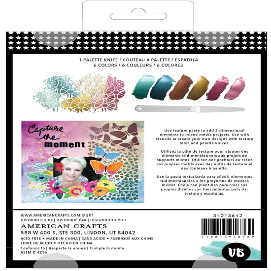 Vicki Boutin Mixed Media Metallic Texture Paste Set-(6) Colors & (1) Palette Knife {3}