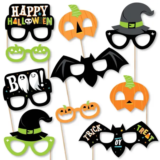 Big Dot of Happiness Jack-O'-Lantern Halloween Glasses and Masks - Paper Card Stock Kids Halloween Party Photo Booth Props Kit - 10 Count {1}