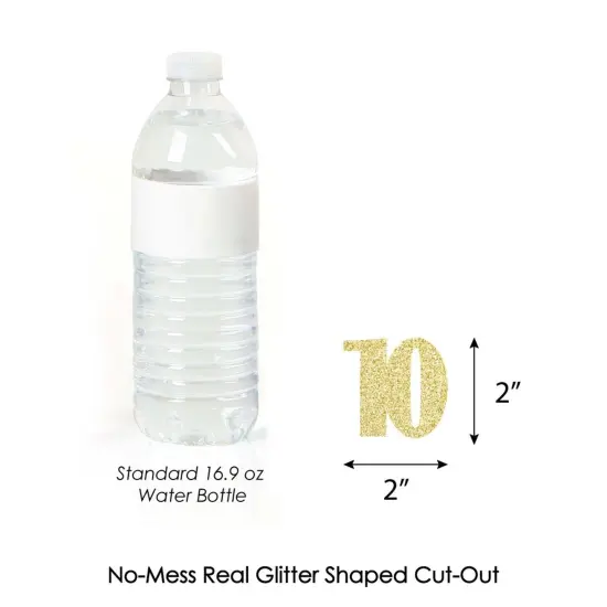 Big Dot of Happiness Gold Glitter 10 - No-Mess Real Gold Glitter Cut-Out Numbers - 10th Birthday Party Confetti - Set of 24 {4}