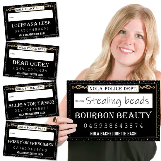 Big Dot of Happiness Nola Bride Squad - New Orleans Bachelorette Party Mug Shots - Photo Booth Props Mugshot Signs - 20 Count {1}