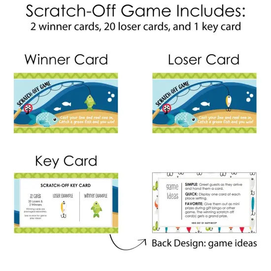 Big Dot of Happiness Let's Go Fishing - Fish Themed Birthday Party or Baby Shower Game Scratch Off Cards - 22 Count {6}