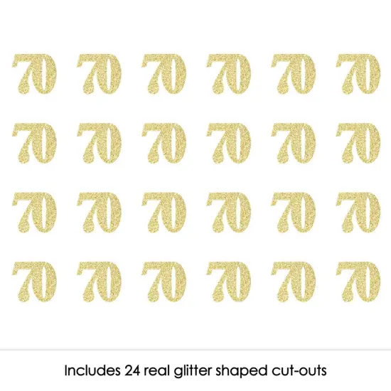 Big Dot of Happiness Gold Glitter 70 - No-Mess Real Gold Glitter Cut-Out Numbers - 70th Birthday Party Confetti - Set of 24 {3}