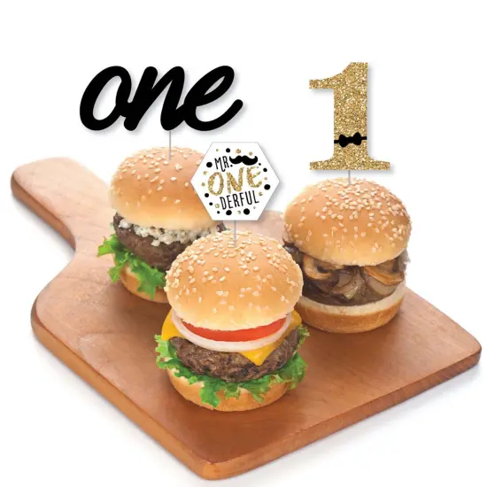 Big Dot of Happiness 1st Birthday Little Mr. Onederful - Dessert Cupcake Toppers - Boy First Birthday Party Clear Treat Picks - Set of 24 {4}