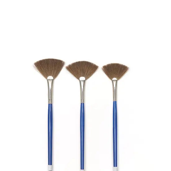 Blick Scholastic Short Handle Red Sable Brush Set - Fan, Set of 3 {1}