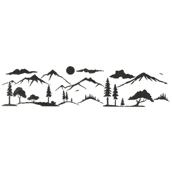 Mountain Silhouette Landscape Wall Stencil | 3146 by Designer Stencils | Animal & Nature Stencils | Reusable Art Craft Stencils for Painting on Walls, Canvas, Wood | Reusable Plastic Paint Stencil for Home Makeover | Easy to Use & Clean Art Stencil {1}